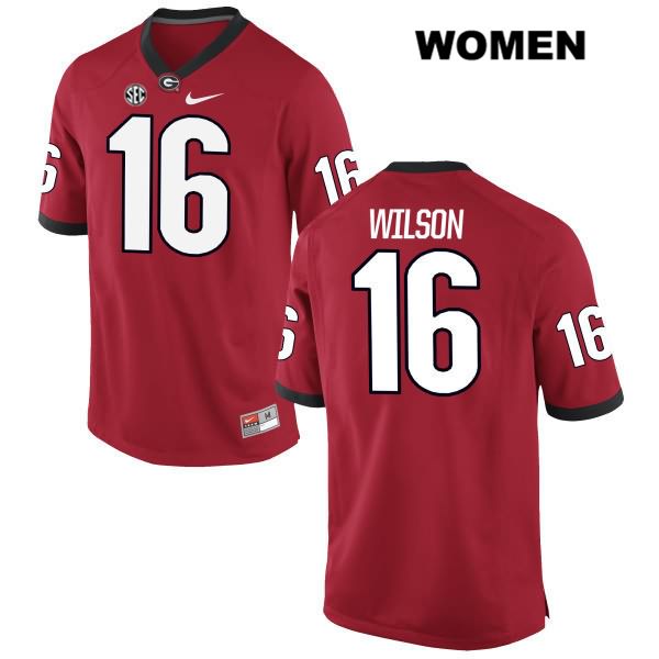 Georgia Bulldogs Women's Divaad Wilson #16 NCAA Authentic Red Nike Stitched College Football Jersey JNG8556UH